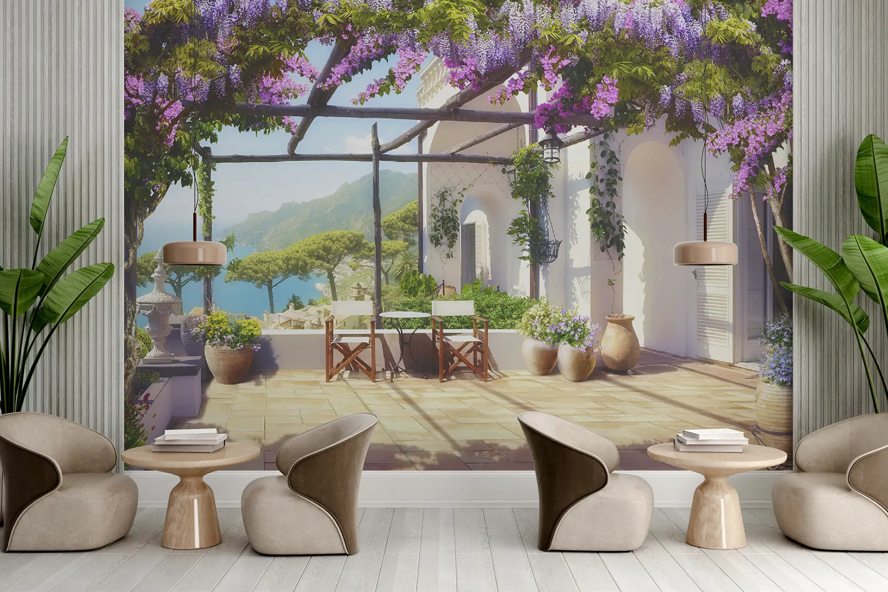 fototapet Wisteria înflorește pe verandă u03904