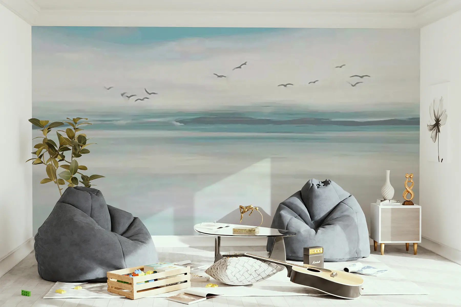 fototapet Pescăruși deasupra mării u05695