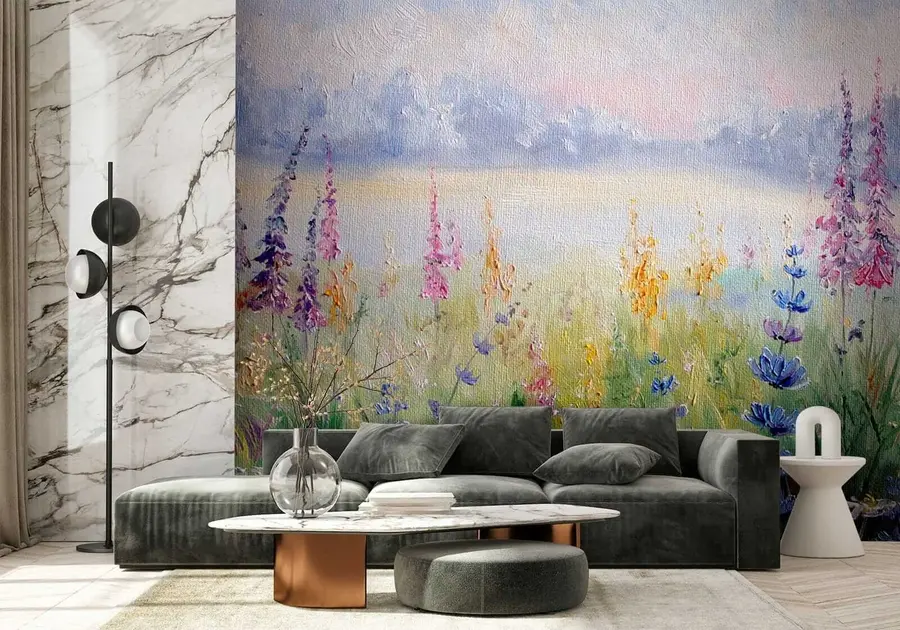 fototapet Pajiște de flori, pictură în ulei u30067