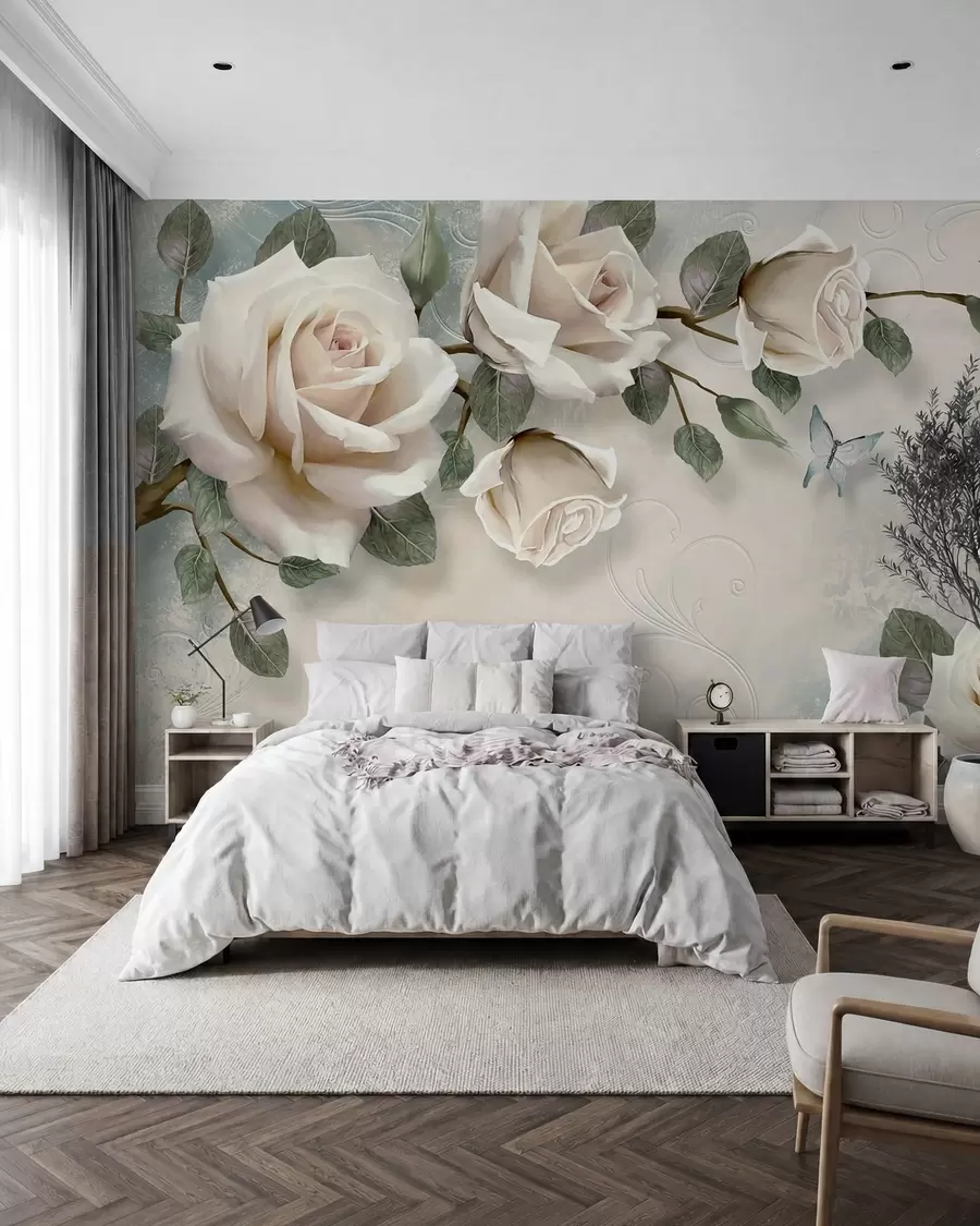 fototapet Trandafiri crem u31353