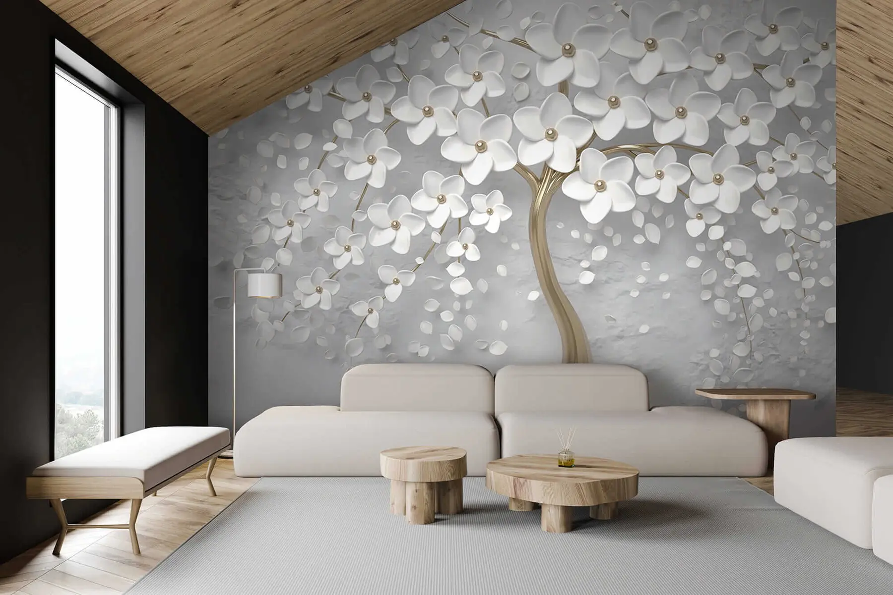 fototapet Copac înflorit cu flori mari u37065