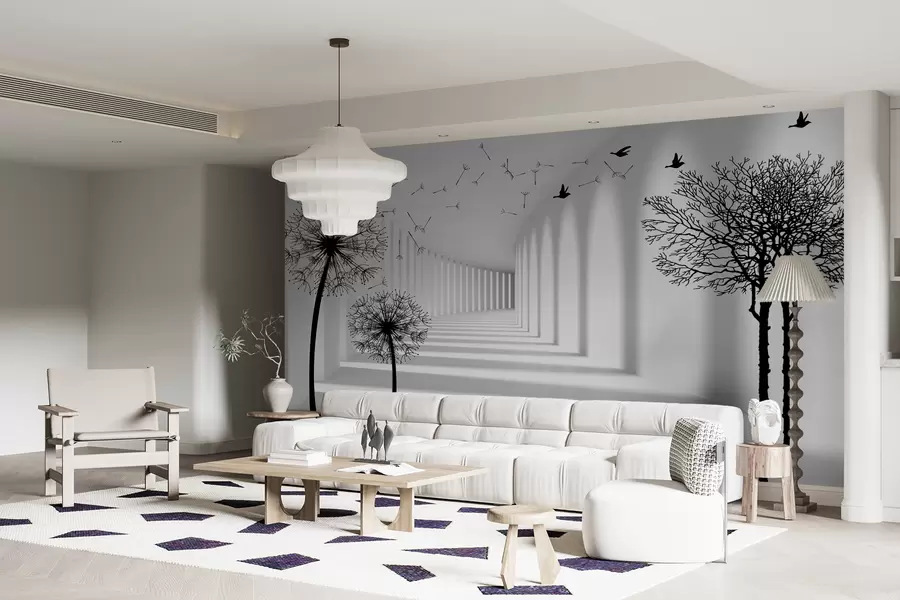 fototapet tunel 3d și păpădii u37803