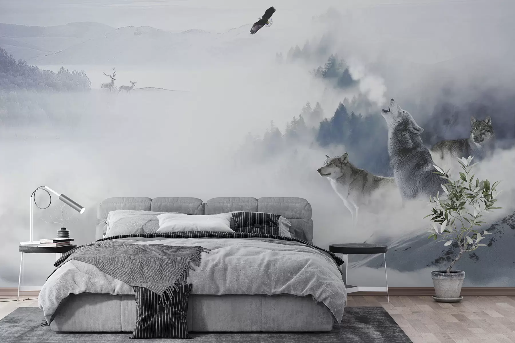 fototapet Lupi în pădure u42161