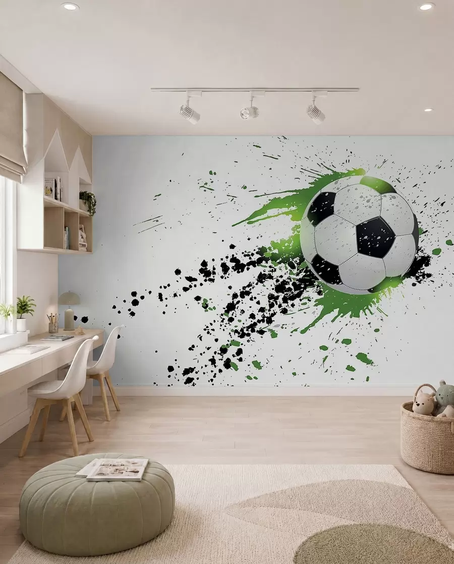 fototapet Fotbal în stropi verzi u57431