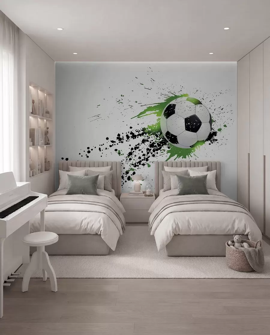 fototapet Fotbal în stropi verzi u57431