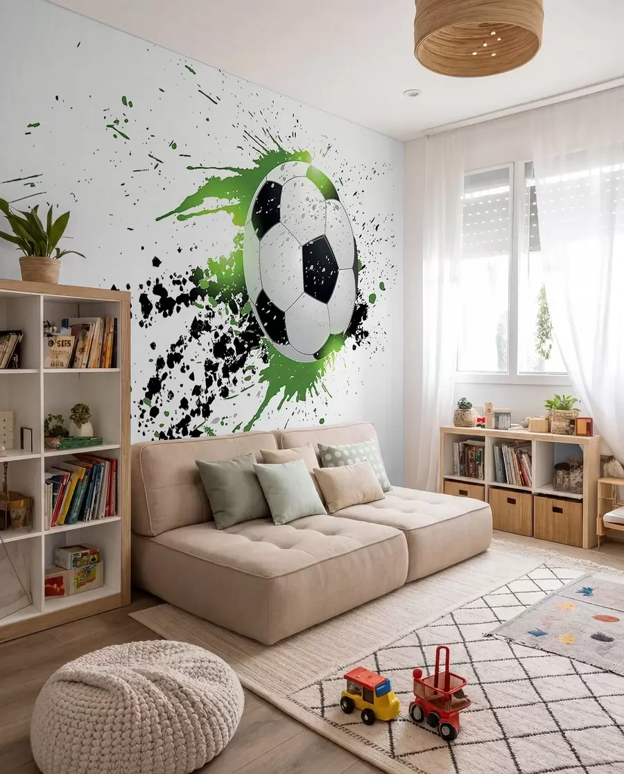 fototapet Fotbal în stropi verzi u57431