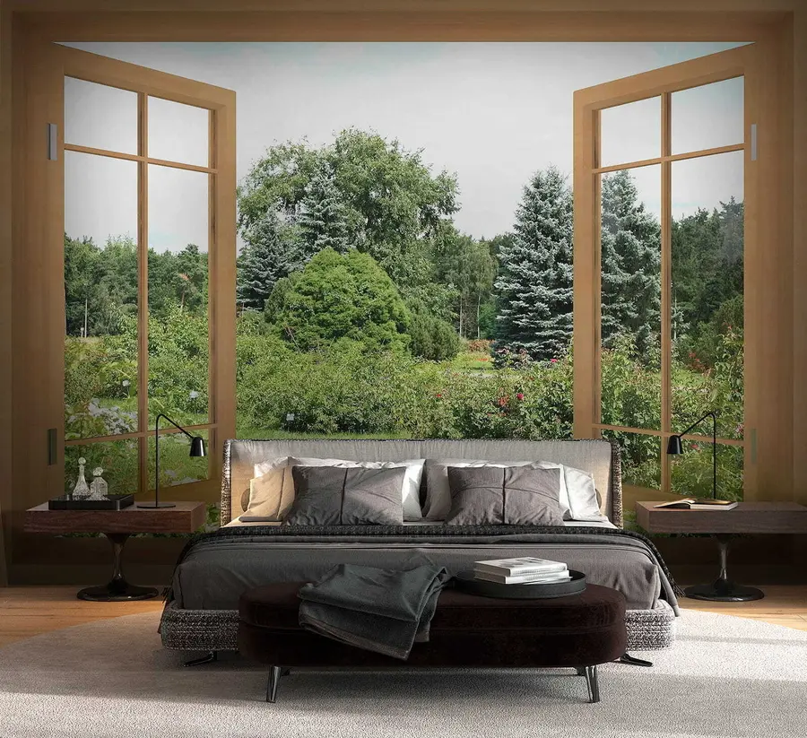 fototapet Vedere de la fereastră spre pădure u60673