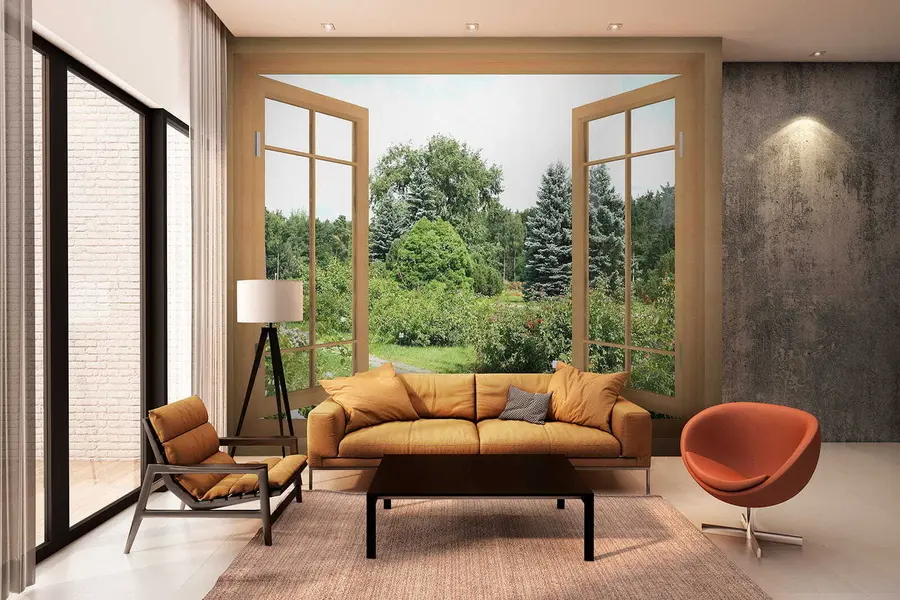 fototapet Vedere de la fereastră spre pădure u60673