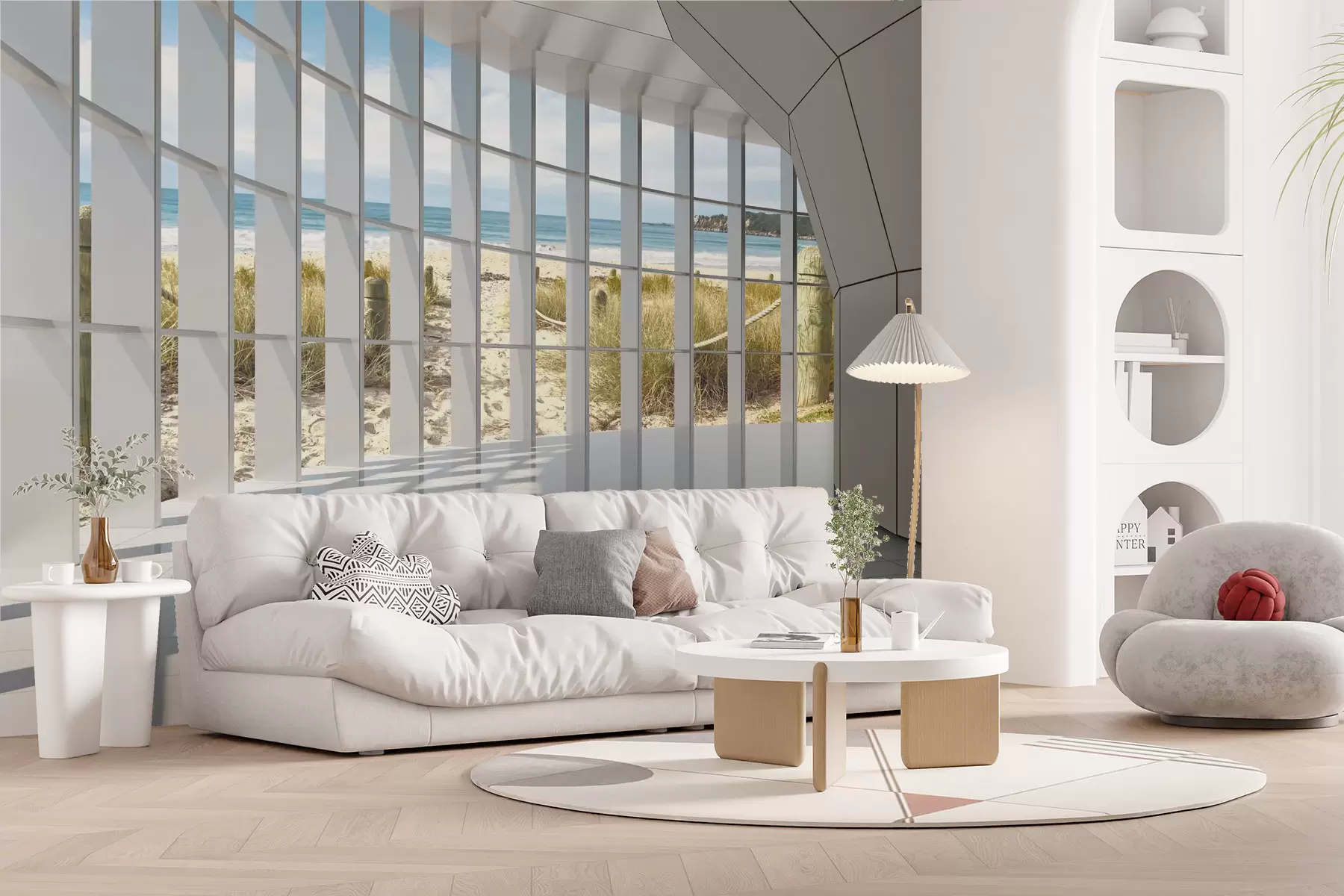 fototapet coridor 3D cu vedere la mare u70513