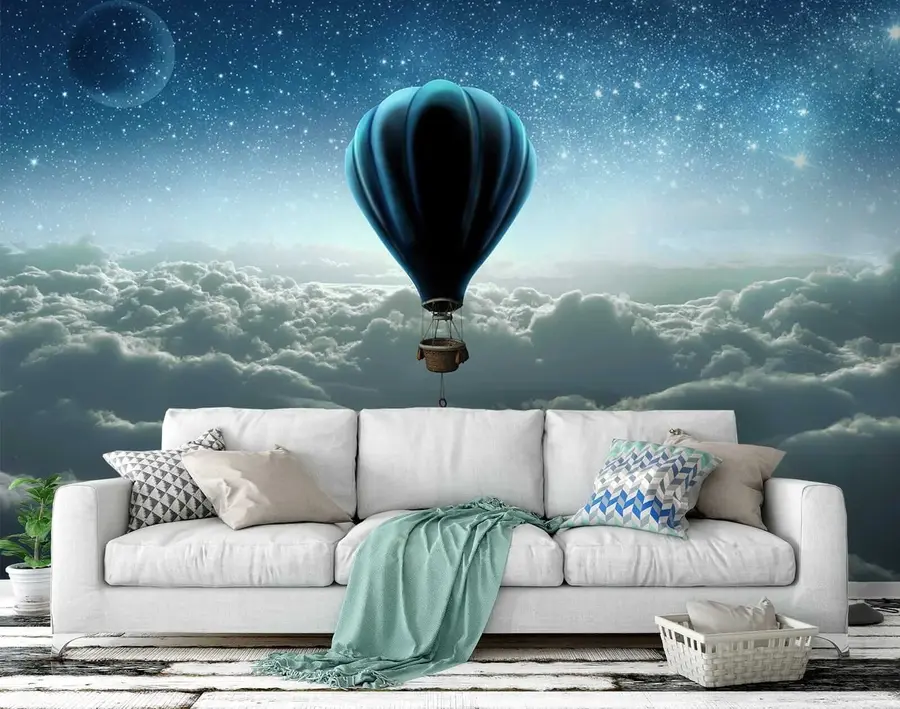 fototapet Balon cu aer cald pe fundalul cerului de noapte u70538