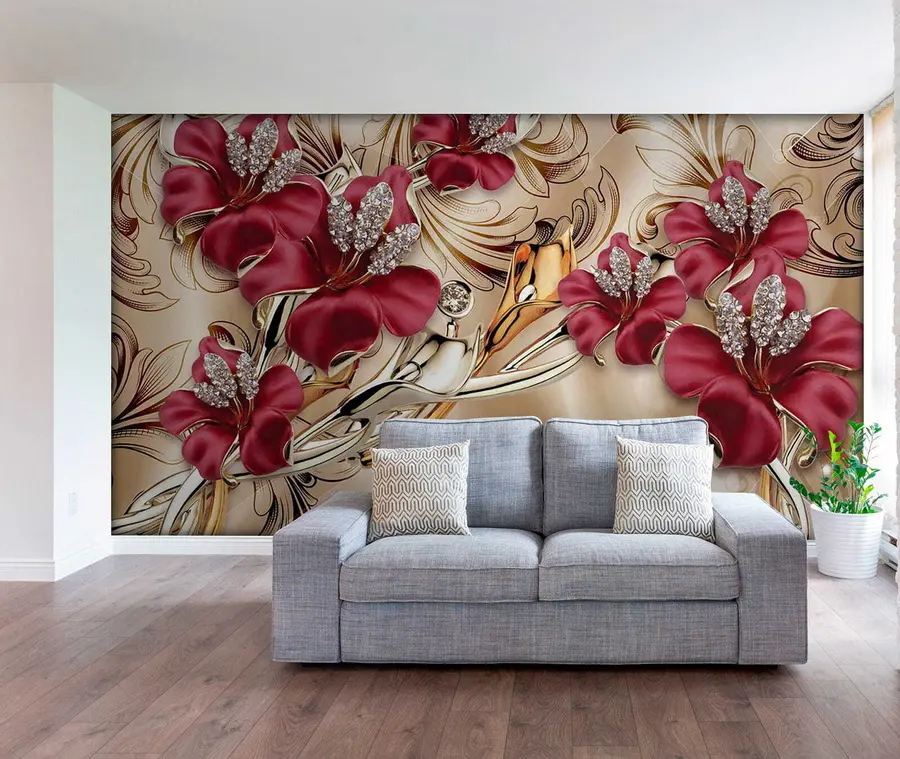 fototapet Crini roșii cu efect 3D u70604