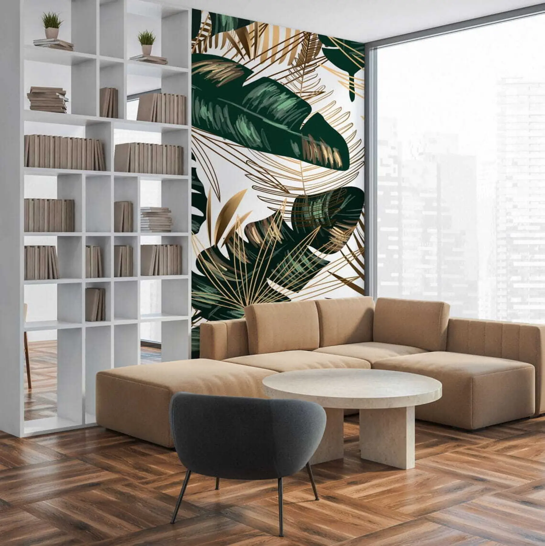 fototapet Frunze de bananier și frunze de palmier u53279