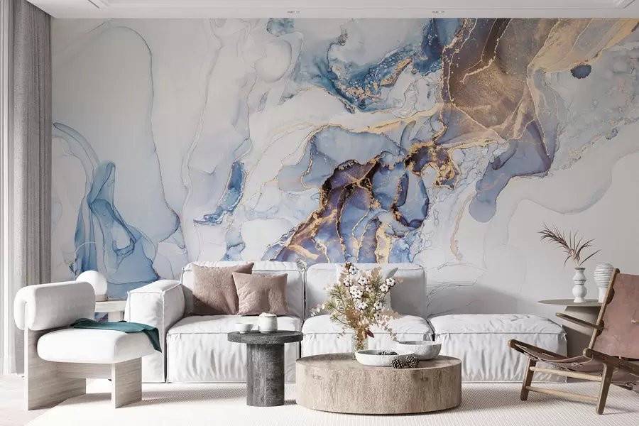 fototapet Marmură albă albastră, fluidă u70767