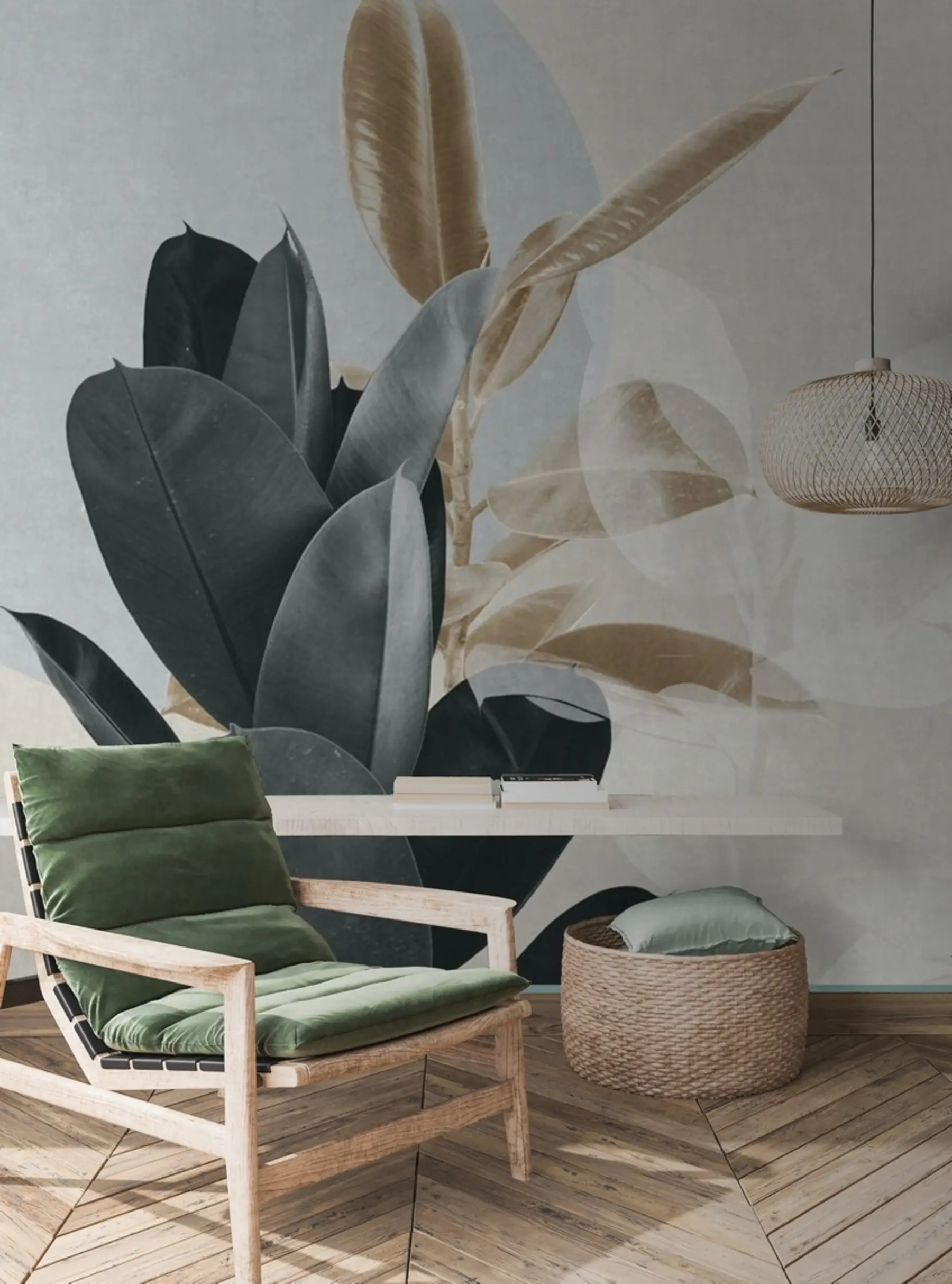 fototapet Ficus pe fundal de perete grunge u71334