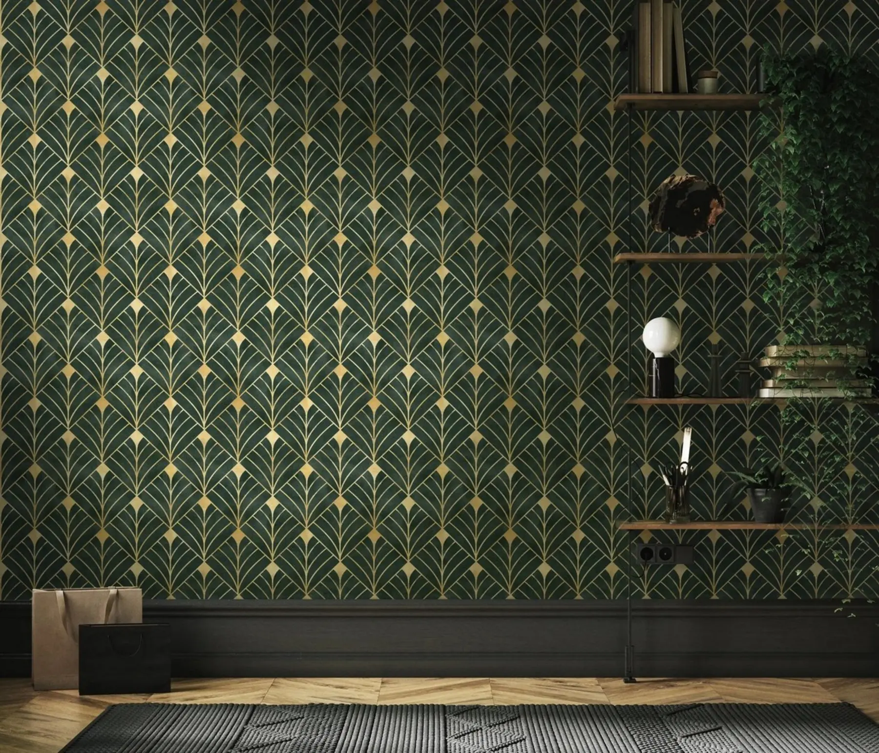 fototapet Model geometric pe un fundal de smarald u71347