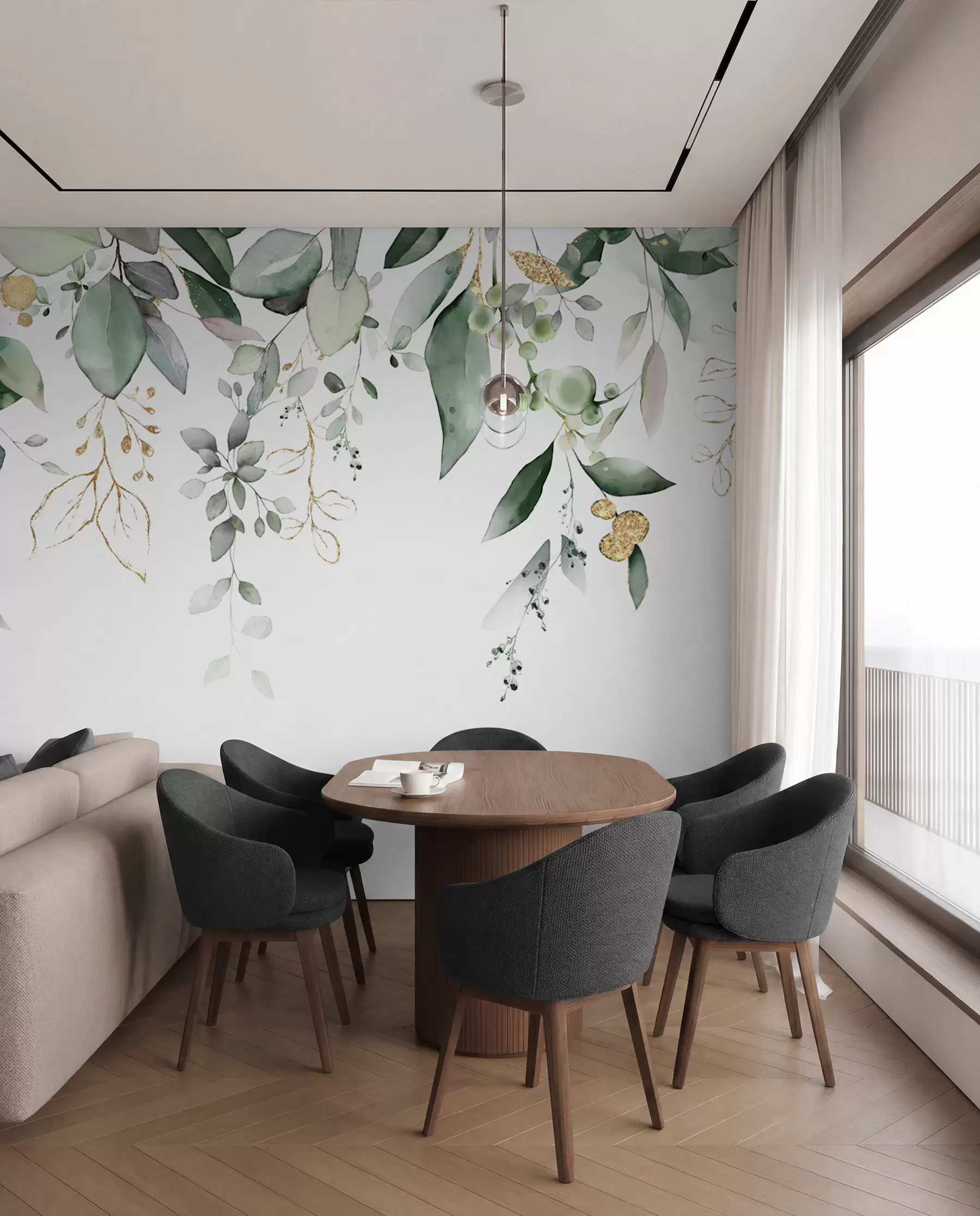 fototapet Hanging frunze de eucalipt pe un fundal alb u95506d2