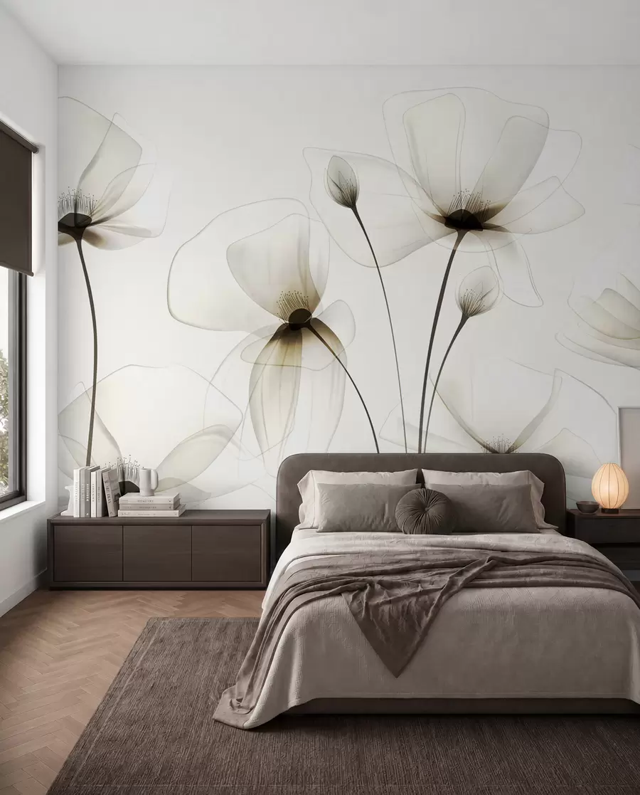 fototapet Flori transparente de acuarelă w00143