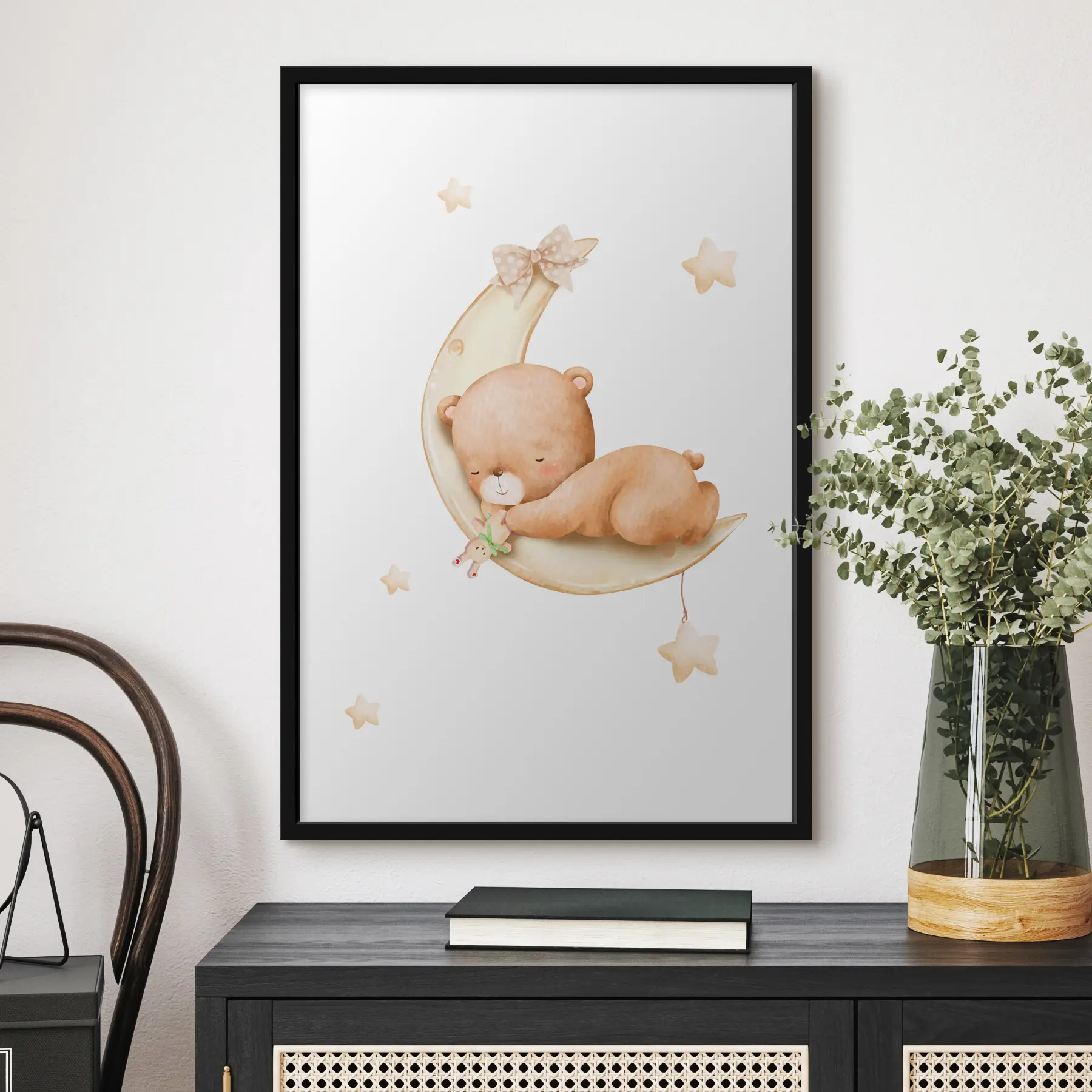 fototapet Sleepy urs pe lună f37917