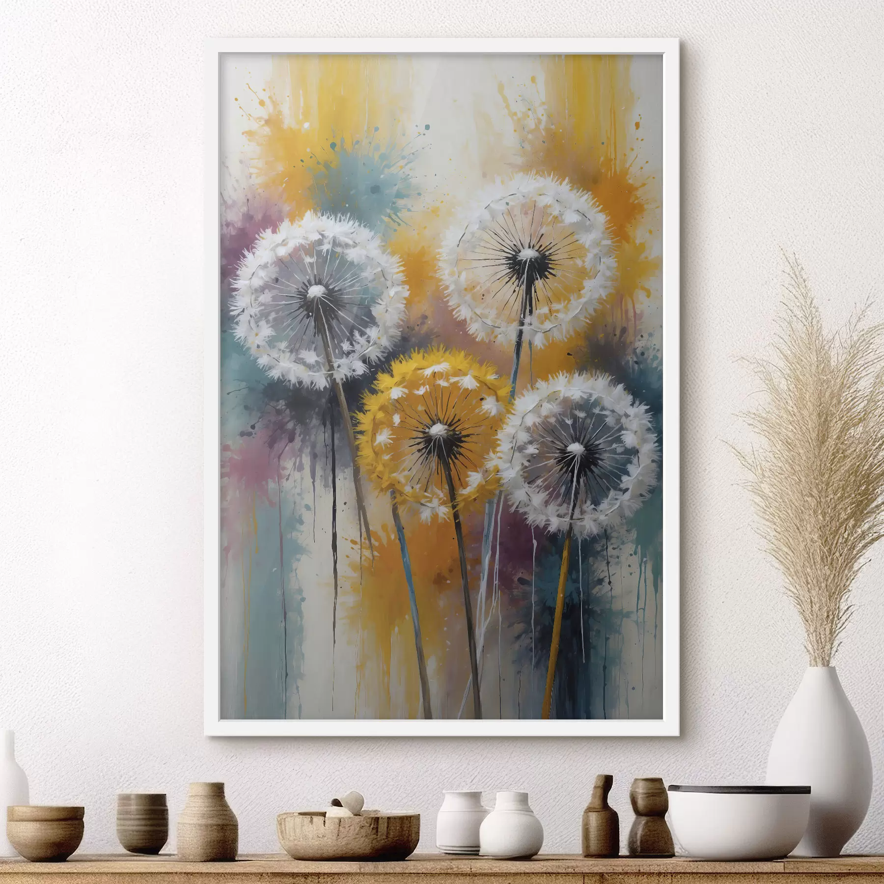 fototapet Dandelions pe un fundal colorat f38060