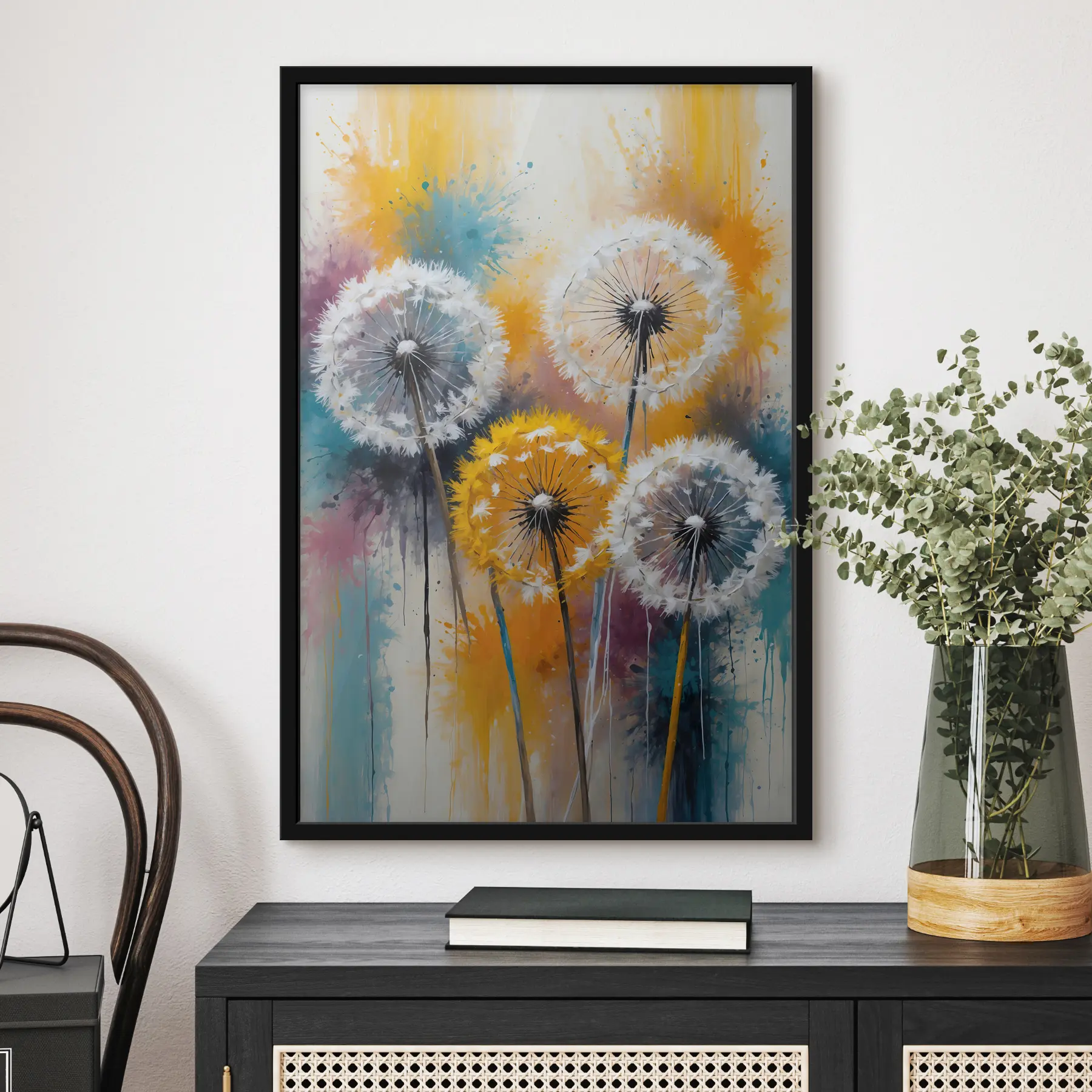 fototapet Dandelions pe un fundal colorat f38060