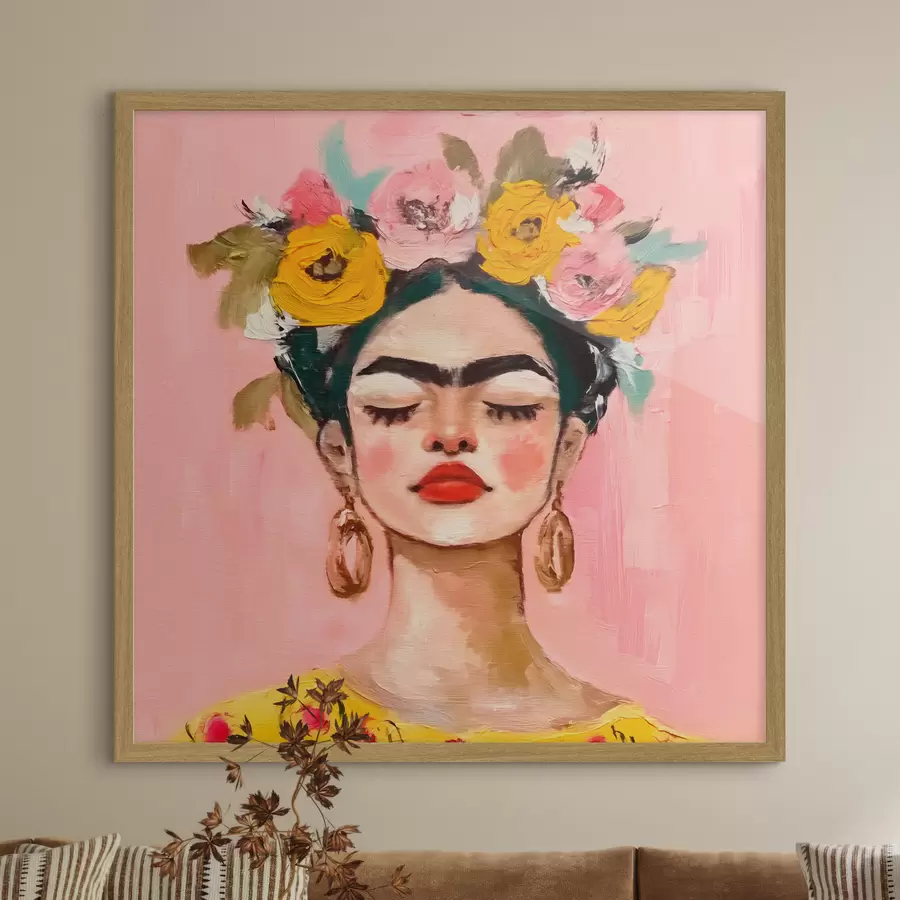 fototapet Textura cu un print Frida Kahlo f38292