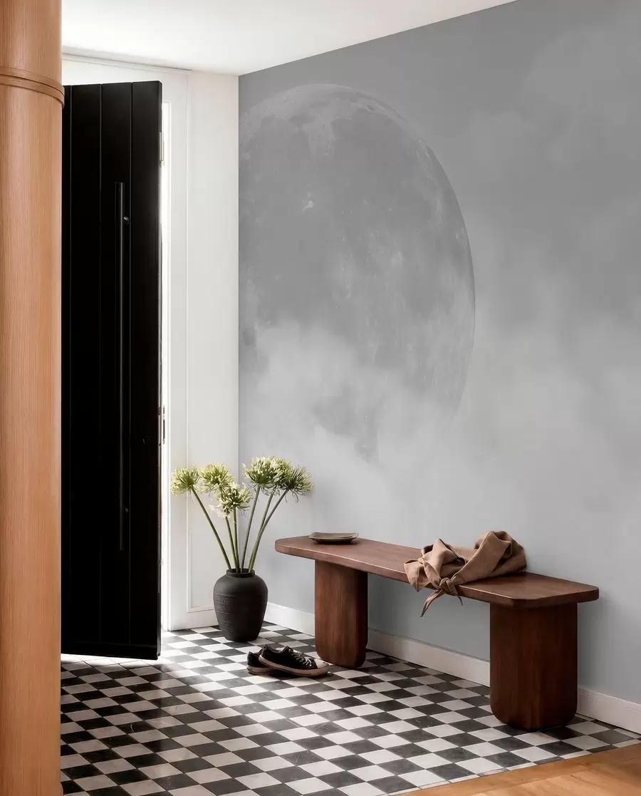 fototapet Lună mare printre norii de culoare gri stil loft w00548v1