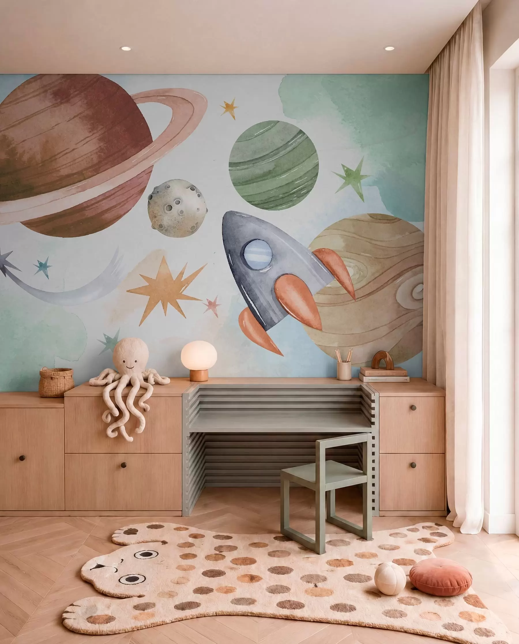 fototapet Paradă de planete pastel w00539