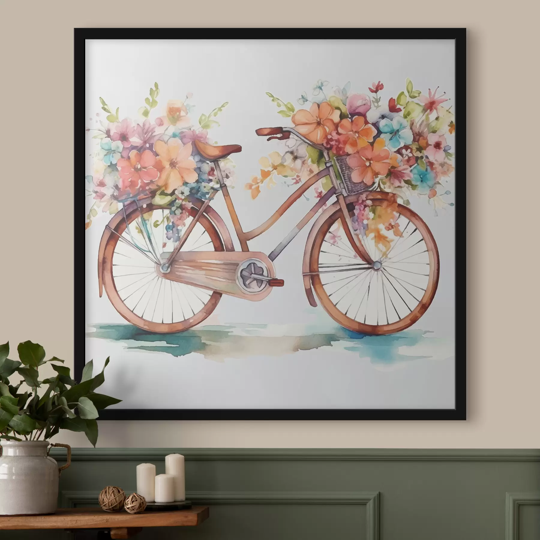 fototapet biciclete în culori vii, vopsea acuarelă f38447