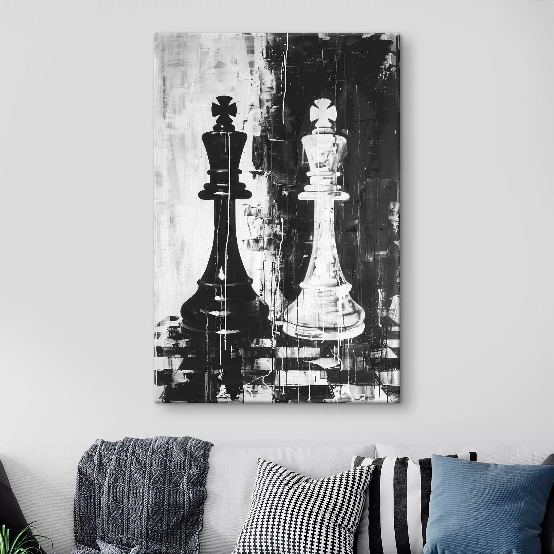 Tablouri Piesă de șah în culorile alb și negru s38642