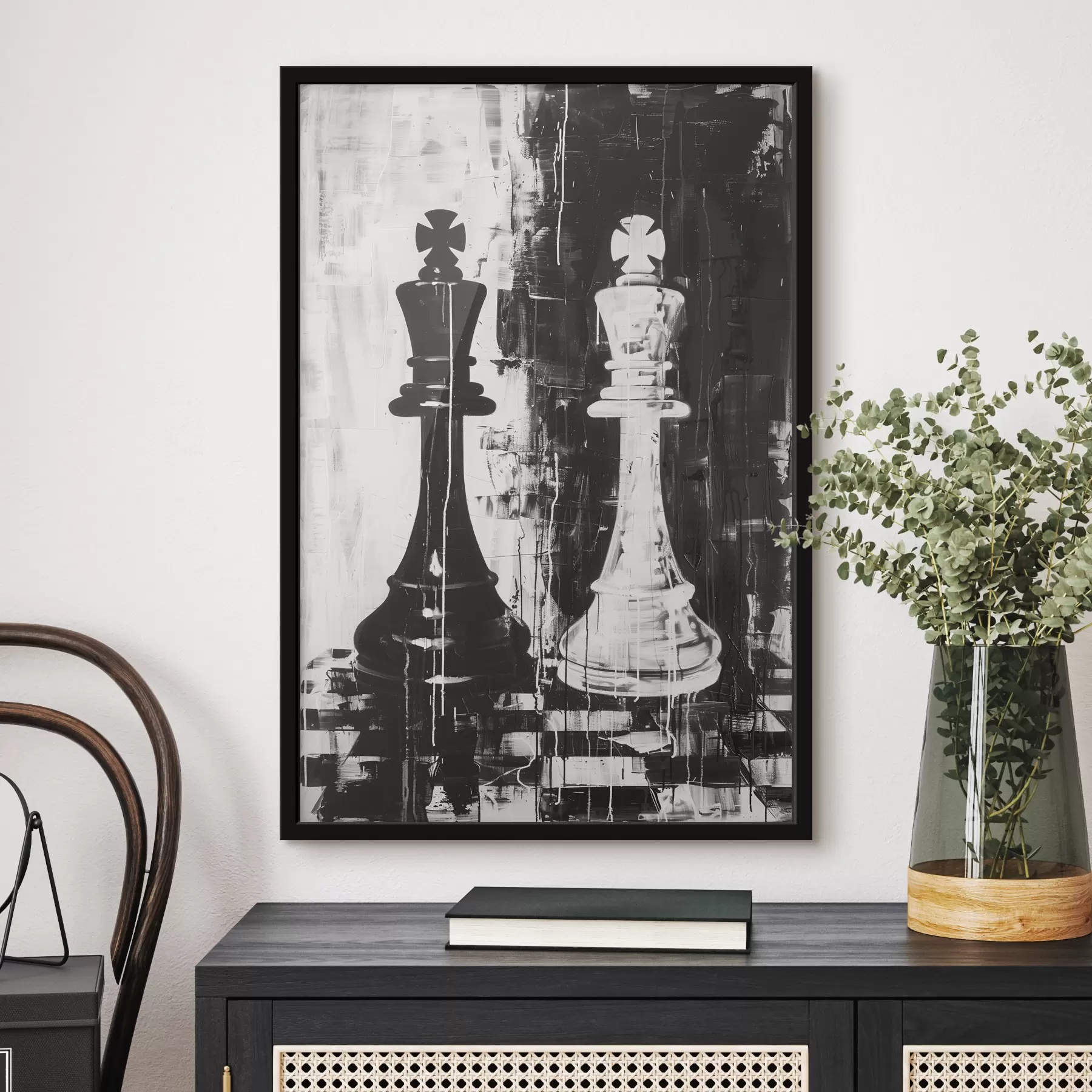 Tablouri Piesă de șah în culorile alb și negru f38642