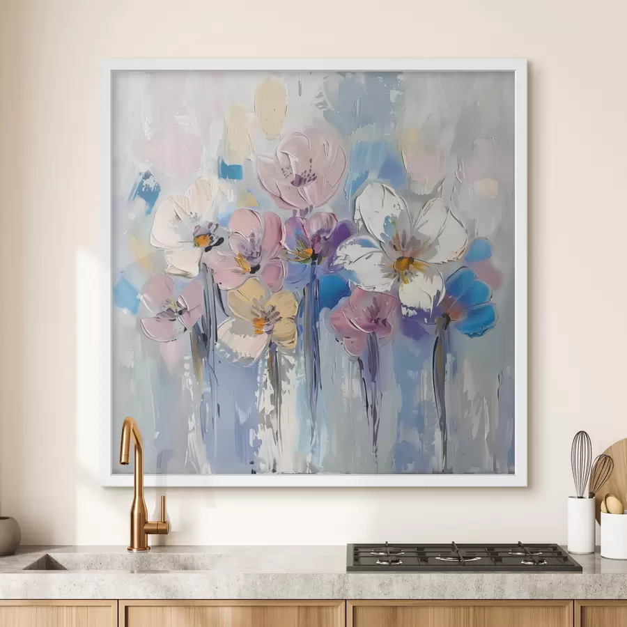 fototapet Buchet pastel pe albastru f38643