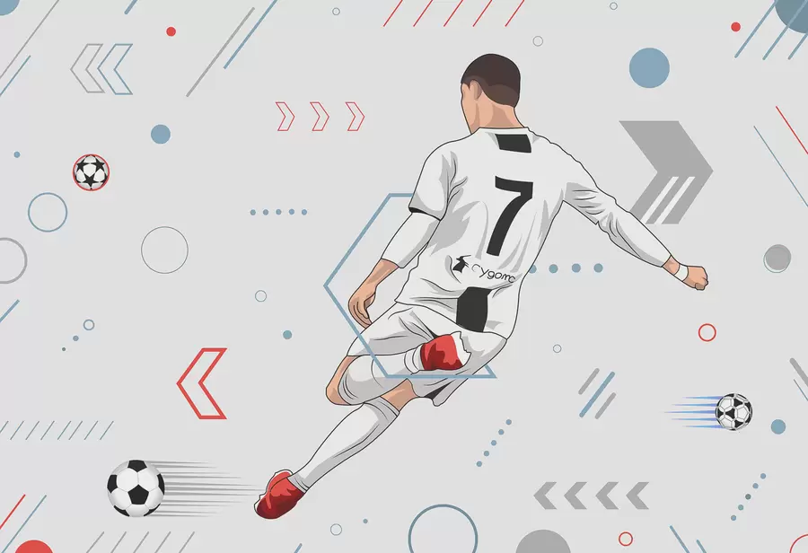 fototapet Wallpaper cu jucător de fotbal și atribute de fotbal w00688