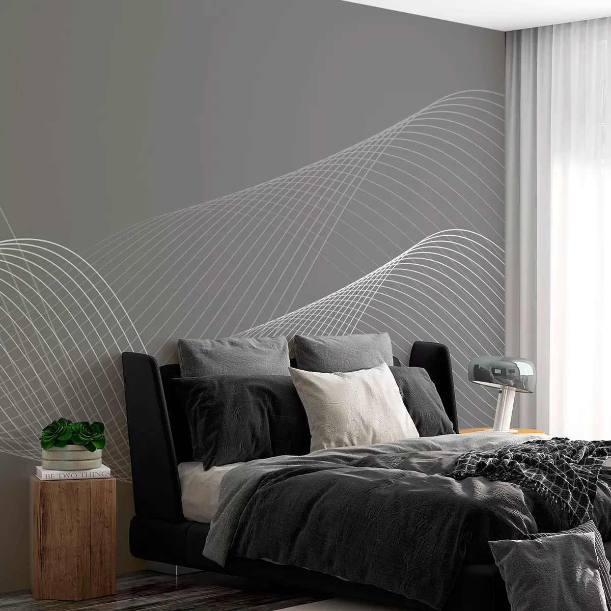 fototapet 3D linii geometrice stil modern tendință pe fundal gri w00893v2