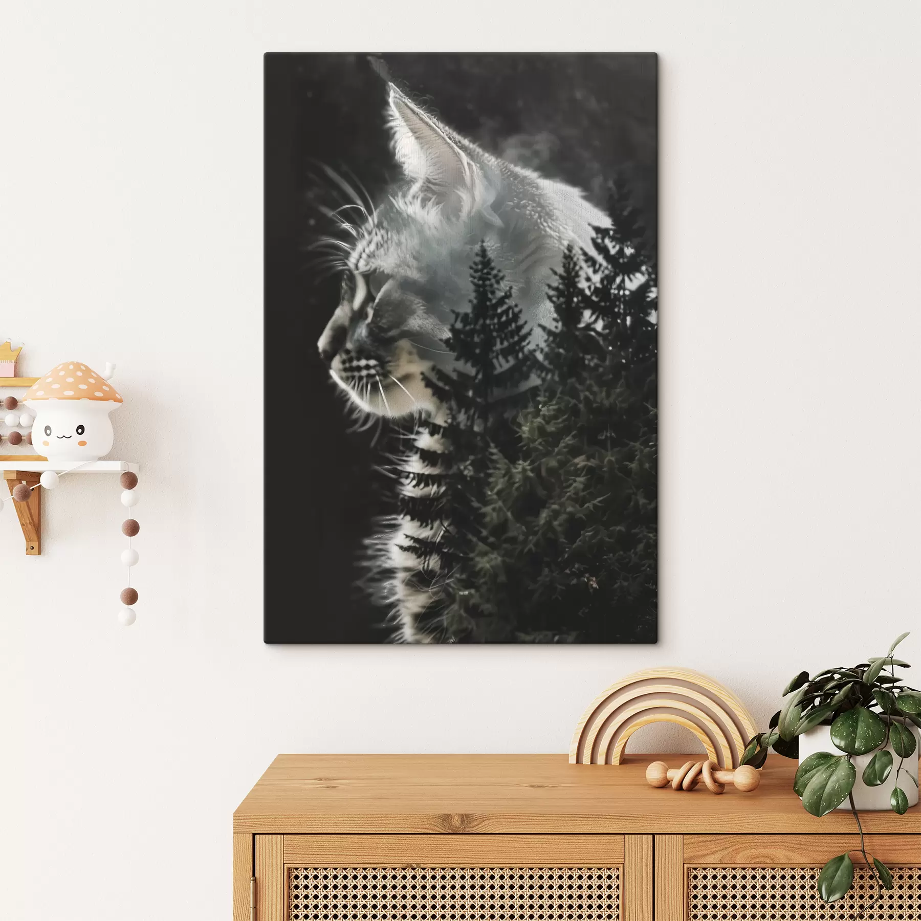 fototapet Pisică cu pomi de Crăciun s39028