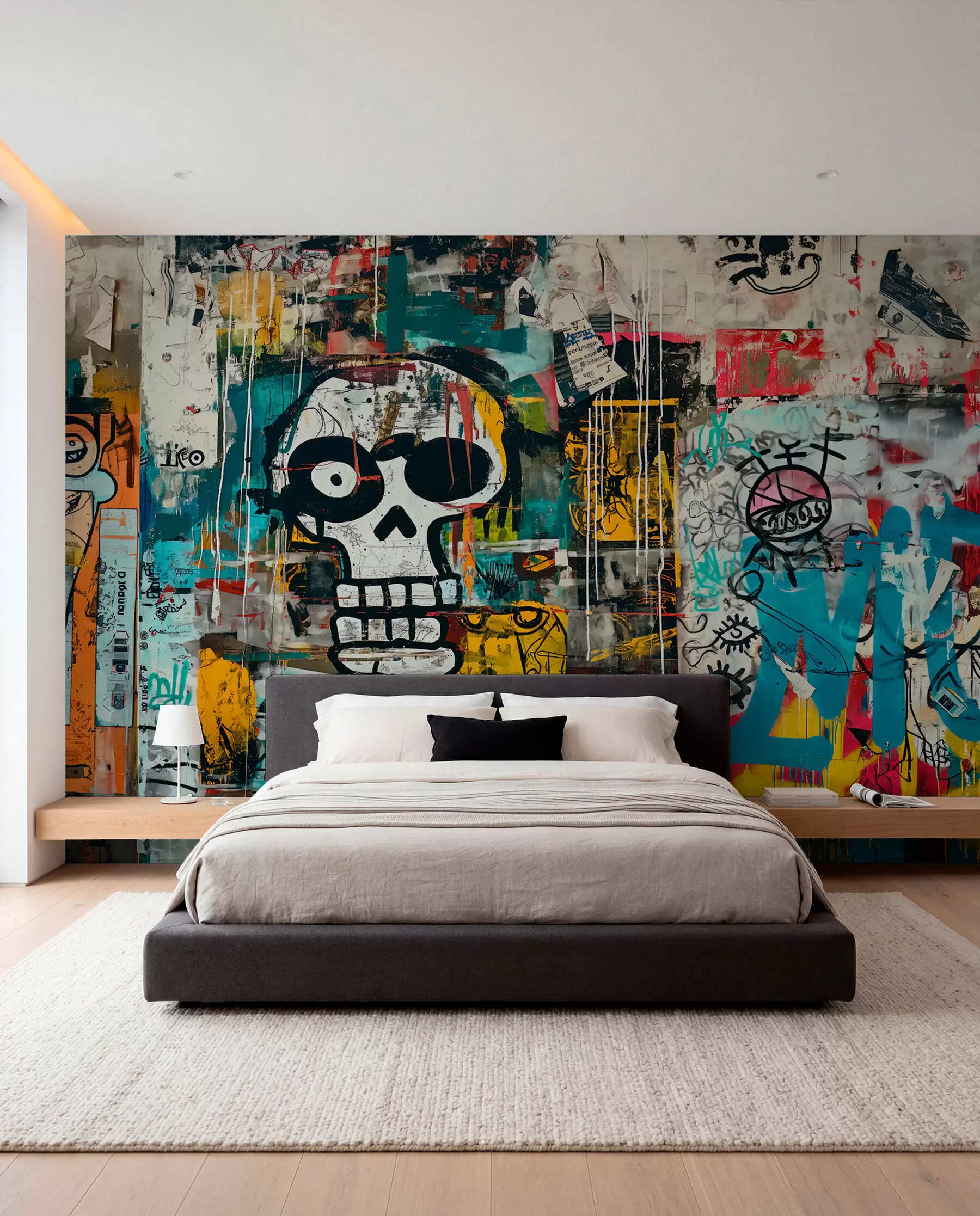 fototapet Graffiti colorat în stilul Basquiat w01187