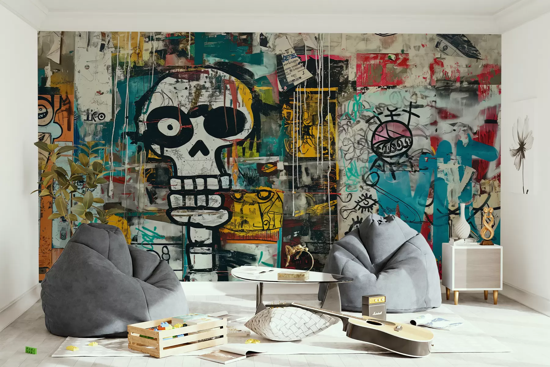 fototapet Graffiti colorat în stilul Basquiat w01187