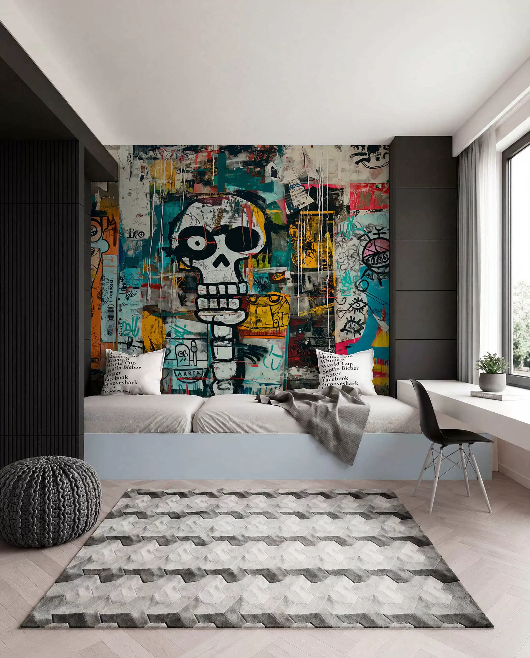 fototapet Graffiti colorat în stilul Basquiat w01187