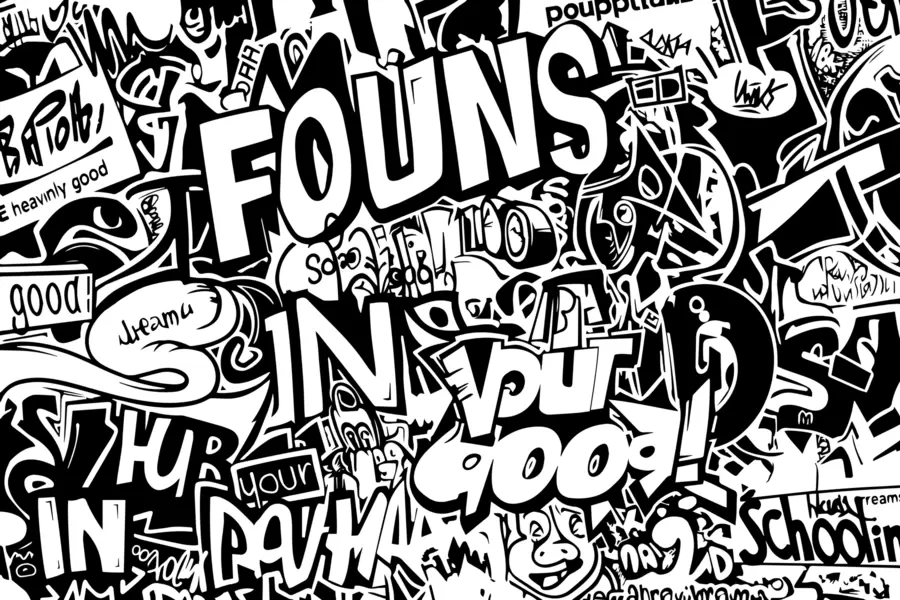 fototapet Graffiti alb-negru w01190