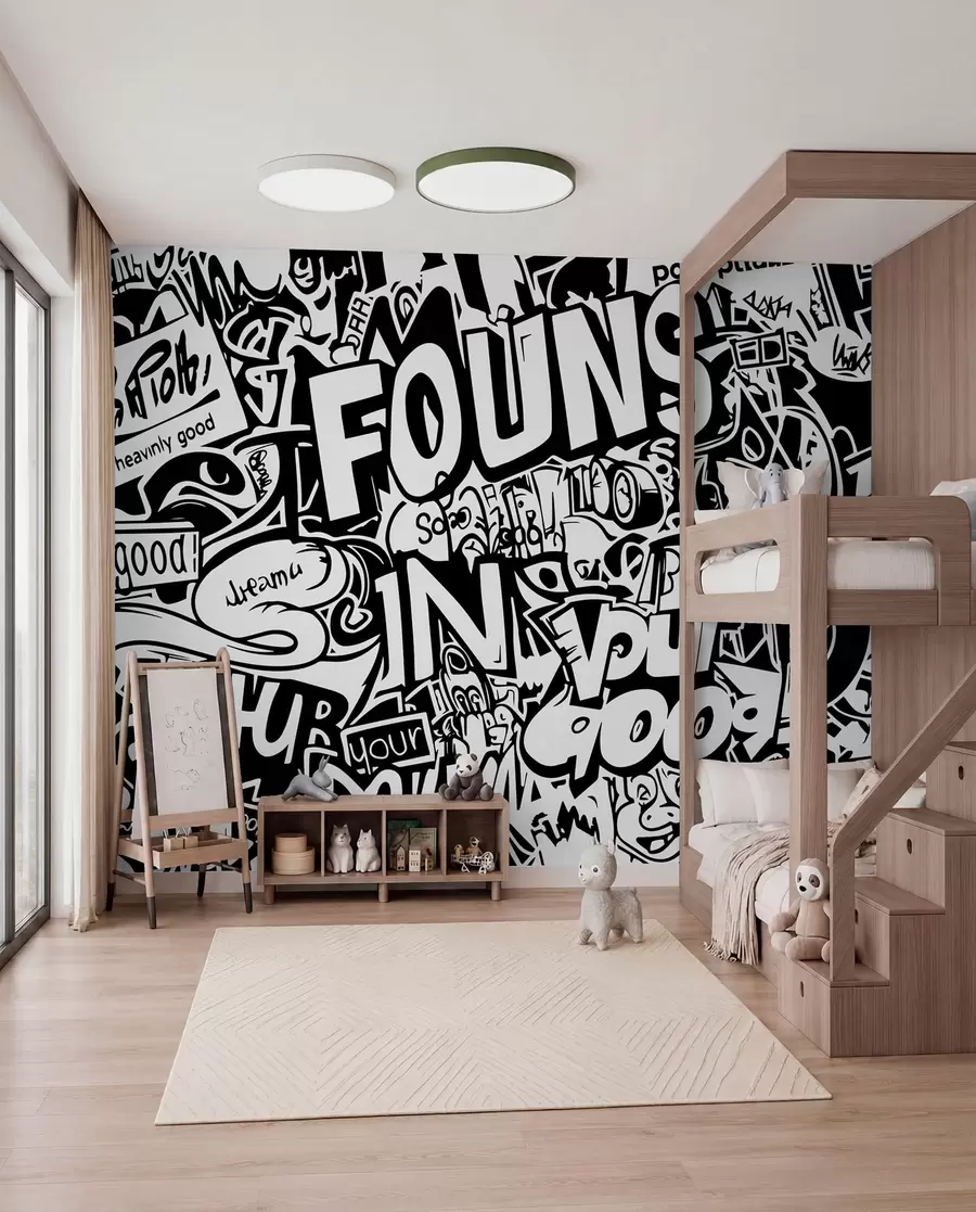 fototapet Graffiti alb-negru w01190