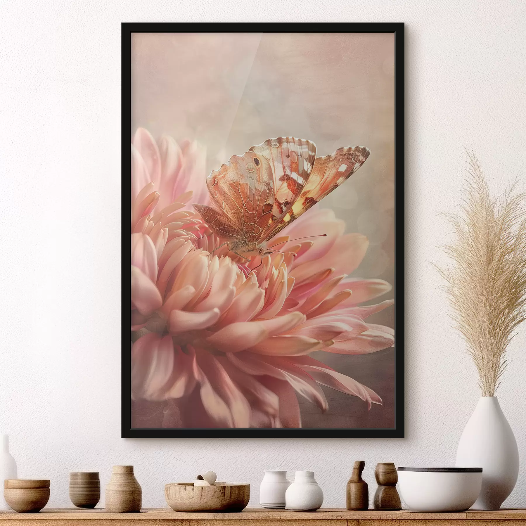 fototapet Fluture pe un boboc de floare mare f39071