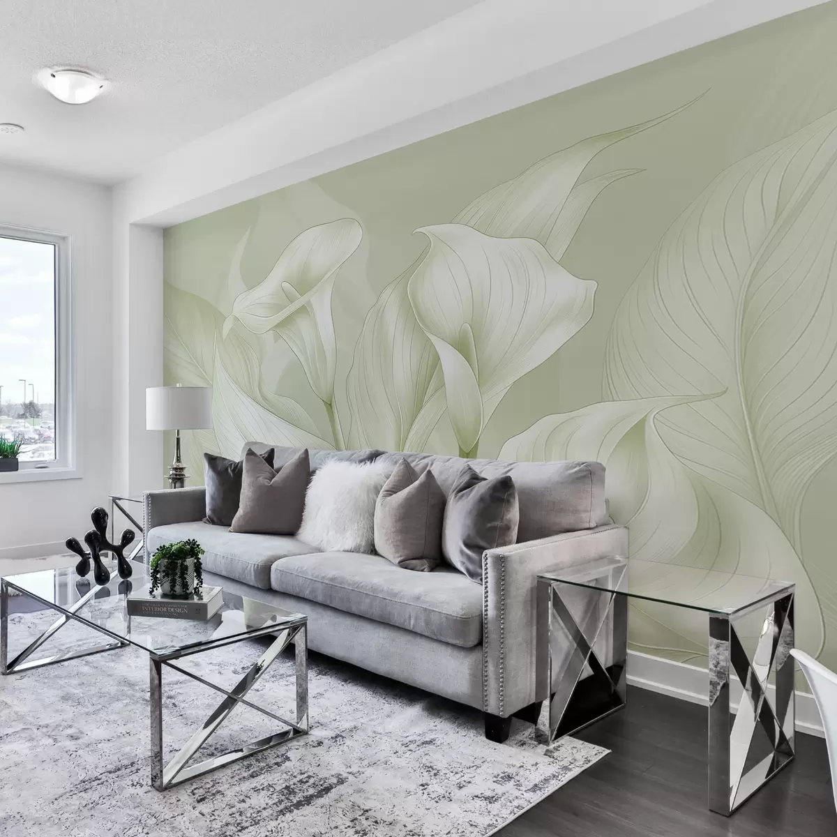 fototapet flori delicate de culoare verde w01195v3