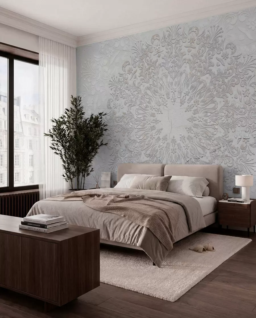 fototapet Un imprimeu mandala foarte detaliat care creează un design frumos și delicat de dantelă w01249