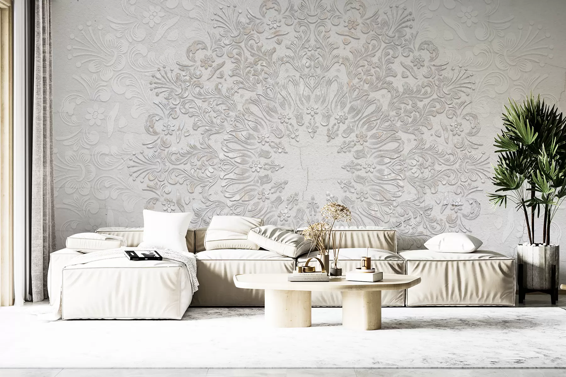 fototapet Un imprimeu mandala foarte detaliat care creează un design frumos și delicat de dantelă w01249