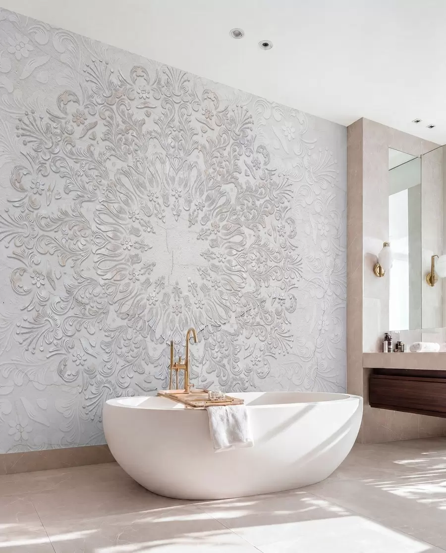 fototapet Un imprimeu mandala foarte detaliat care creează un design frumos și delicat de dantelă w01249