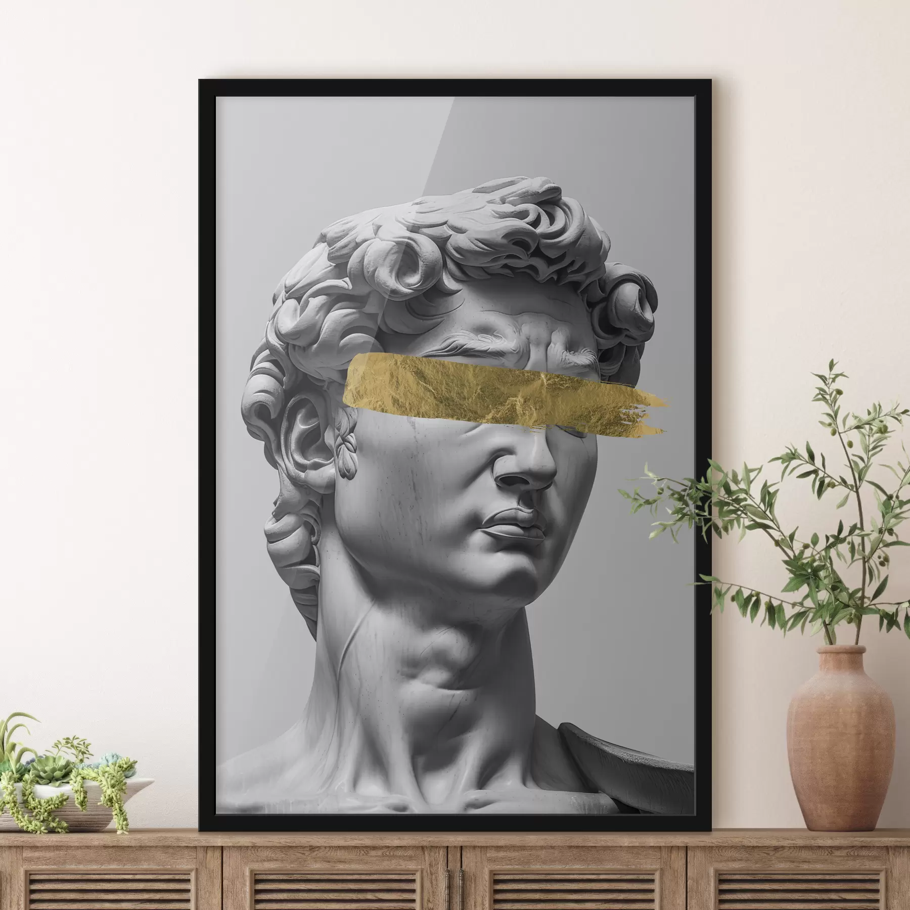 Tablouri O sculptură modernă a lui David cu ochii închiși f26129