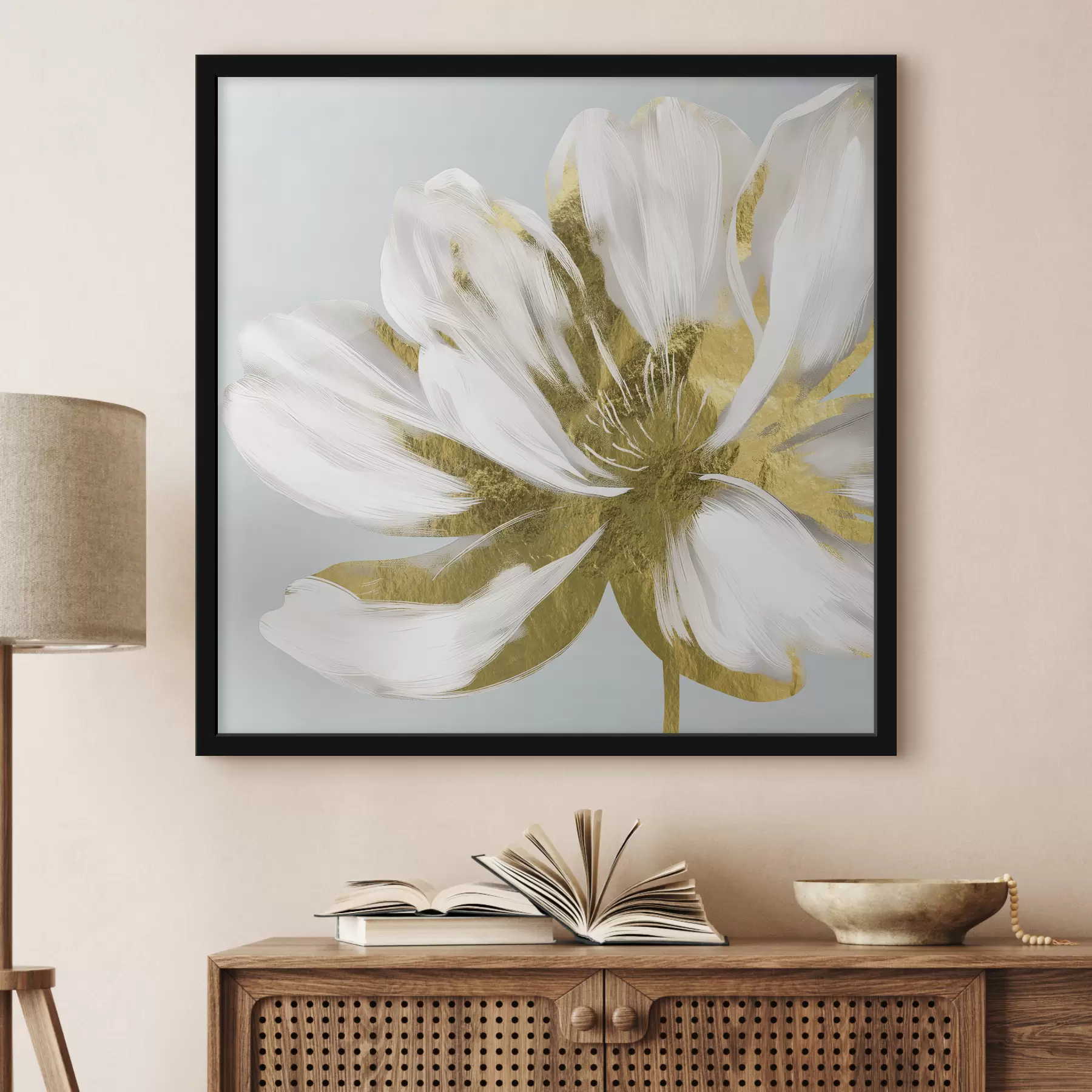 Tablouri Floare abstractă mare pe un fundal albastru f26121