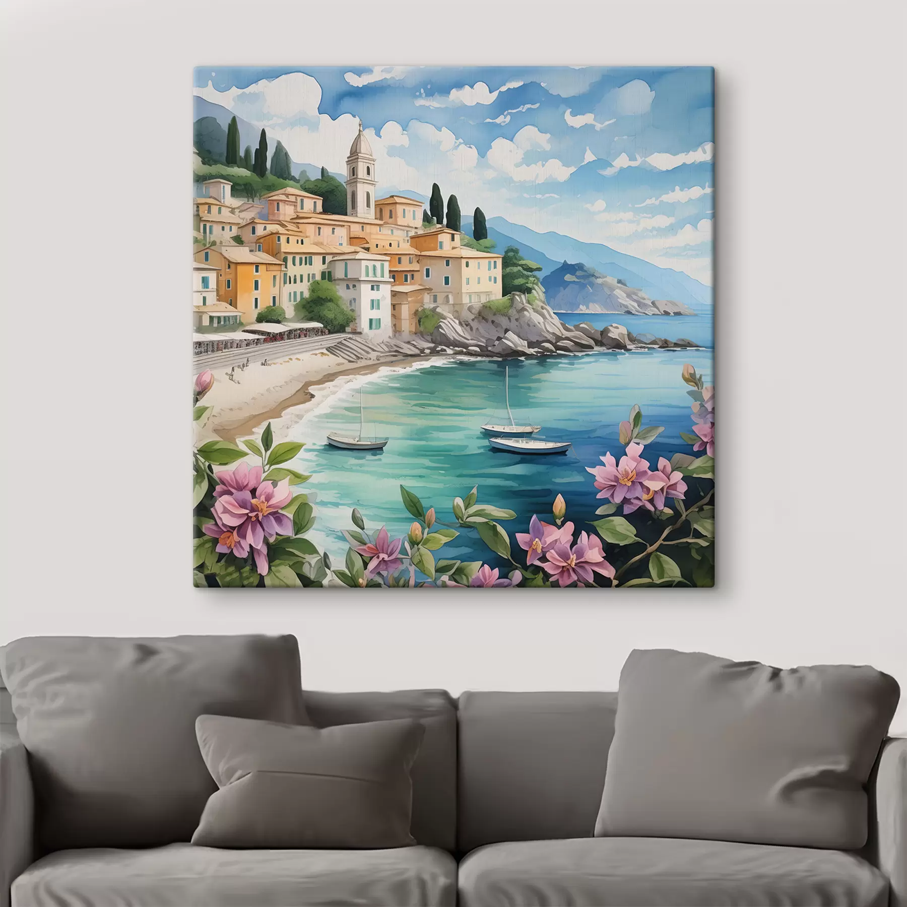 fototapet un oraș la malul mării în timpul verii s39299