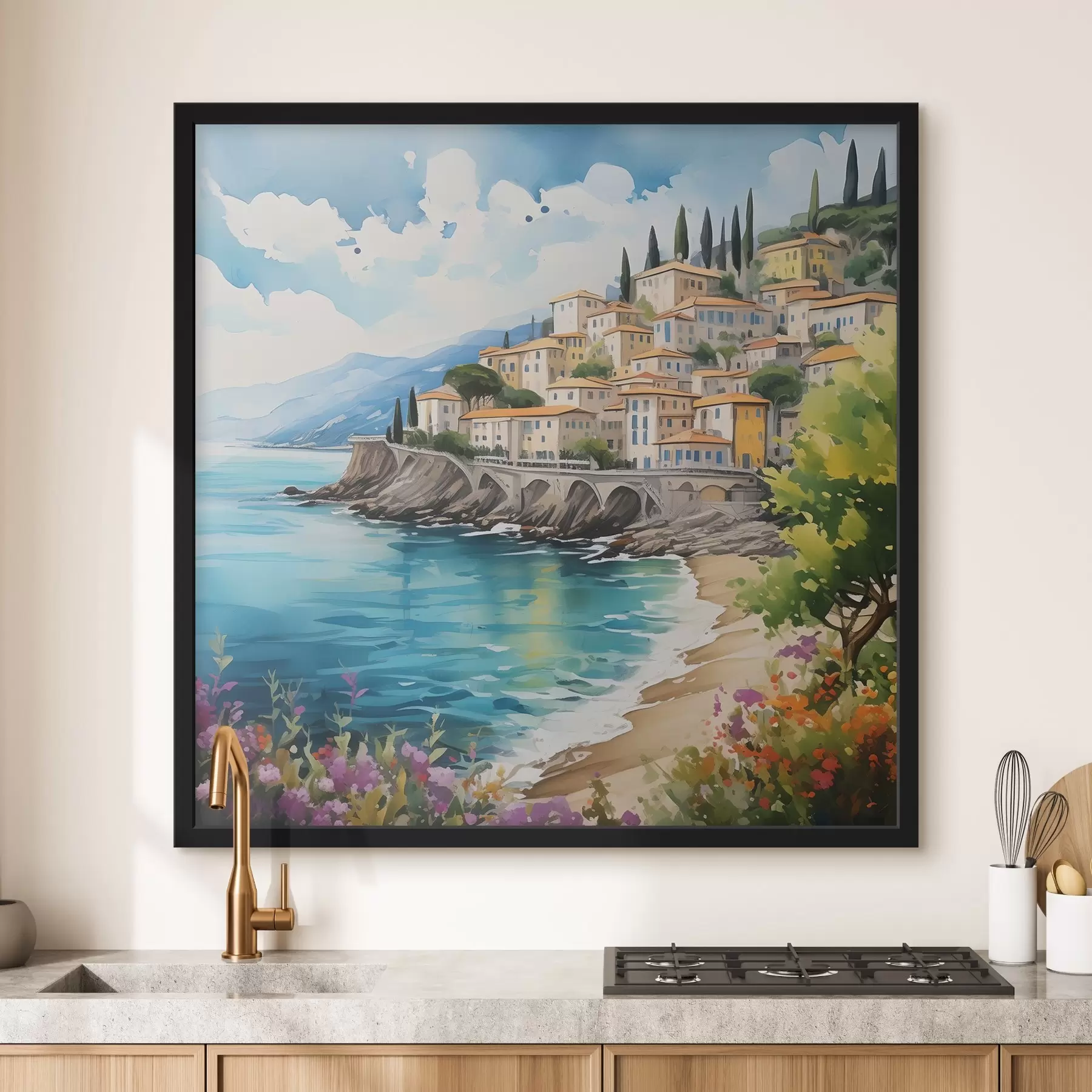 fototapet coastă pitorească într-un oraș italian f39298