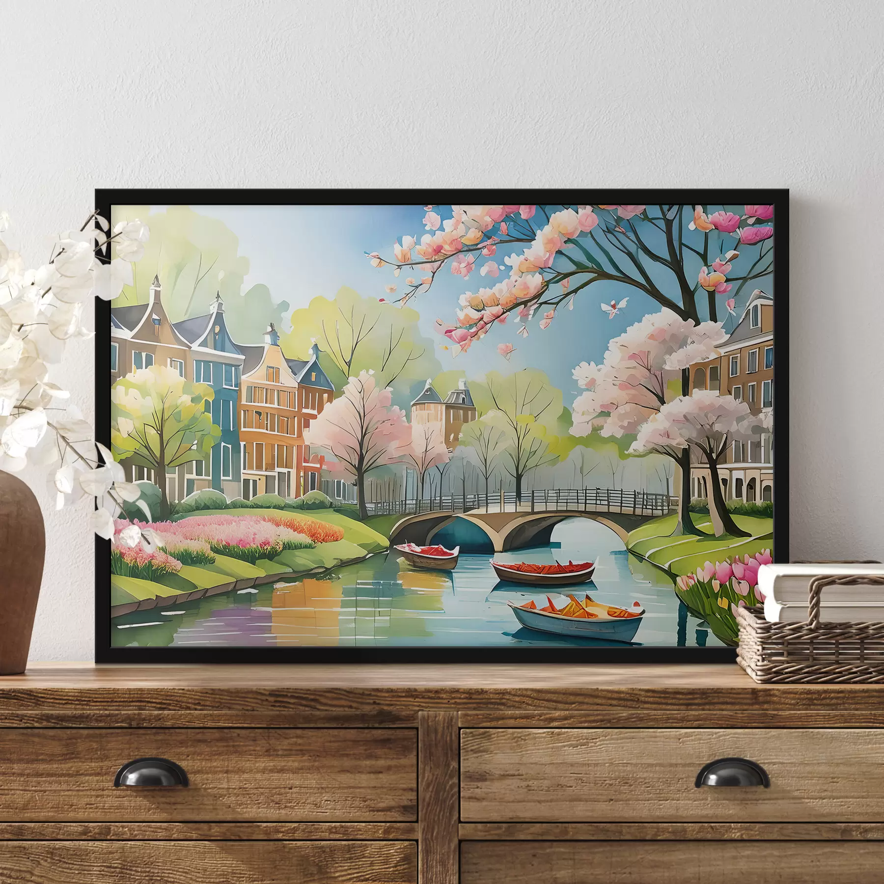 fototapet copaci înfloriți primăvara în Amsterdam f39301