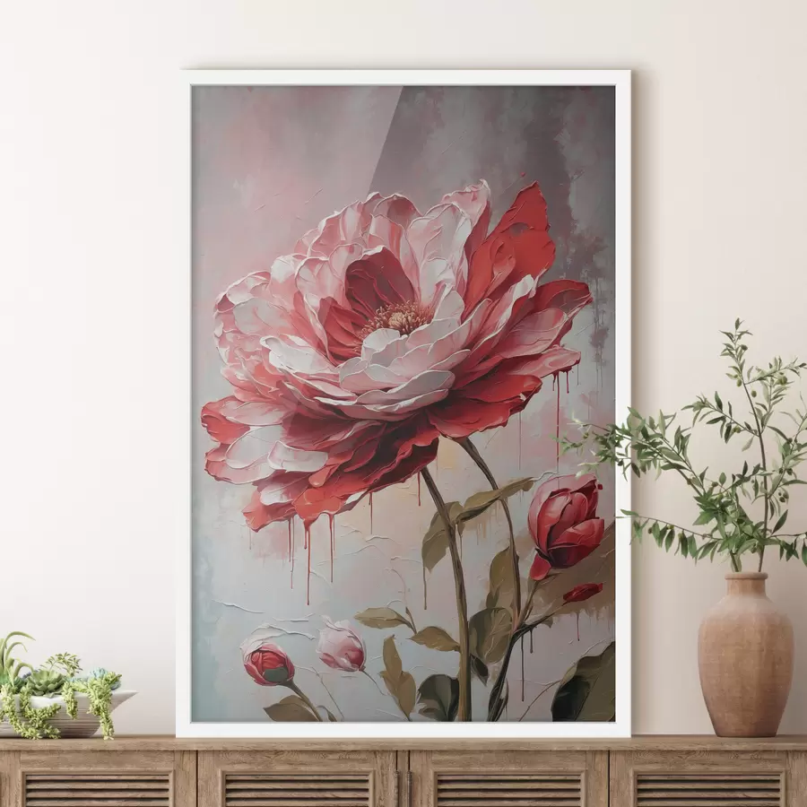 fototapet Floare roșie pe fundal alb-gri f39173